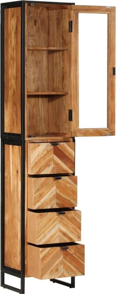 vidaXL Badschrank 40x27x190 cm Eisen und Massivholz Akazie