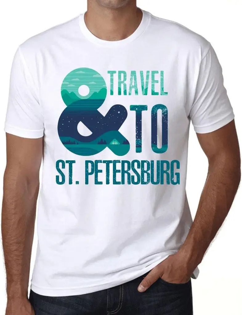 Herren Grafik T-Shirt Und die Reise nach St Petersburg – And Travel To St Petersburg – Öko-Verantwortlich Vintage Jahrgang Kurzarm Lustige Druck