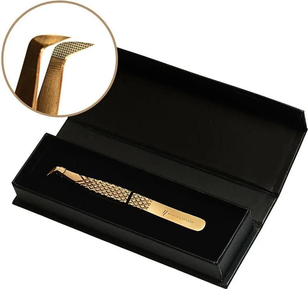 Noble Lashes Pinzette - Gold - Pro 2 - Edelstahl - Werkzeug Für Wimpernverlängerung
