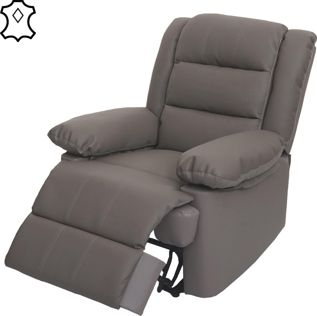 Fernsehsessel MCW-G15, Relaxsessel Liege Sessel, Leder + Kunstleder 101x87x100cm taupe