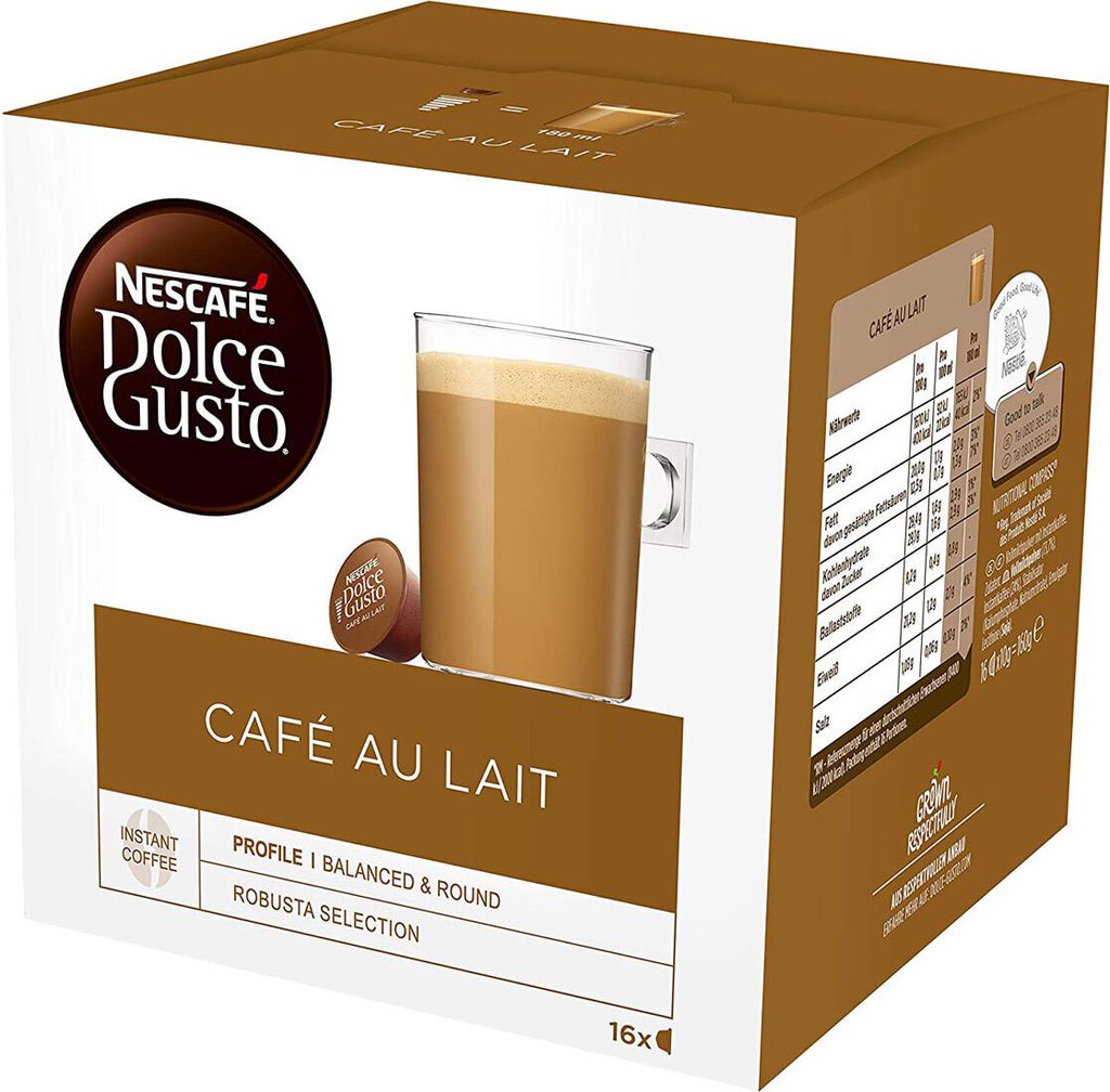 Nescafe Dolce Gusto Cafe Au Lait 16 kapsułek dla pełnej Zdjęcie produktu