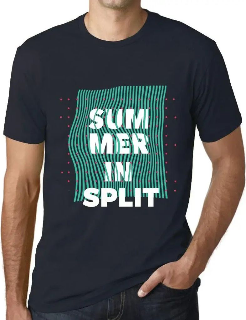 Herren Grafik T-Shirt Sommer in Split – Summer In Split – Öko-Verantwortlich Vintage Jahrgang Kurzarm Lustige Druck Geburtstag Geschenk Mann