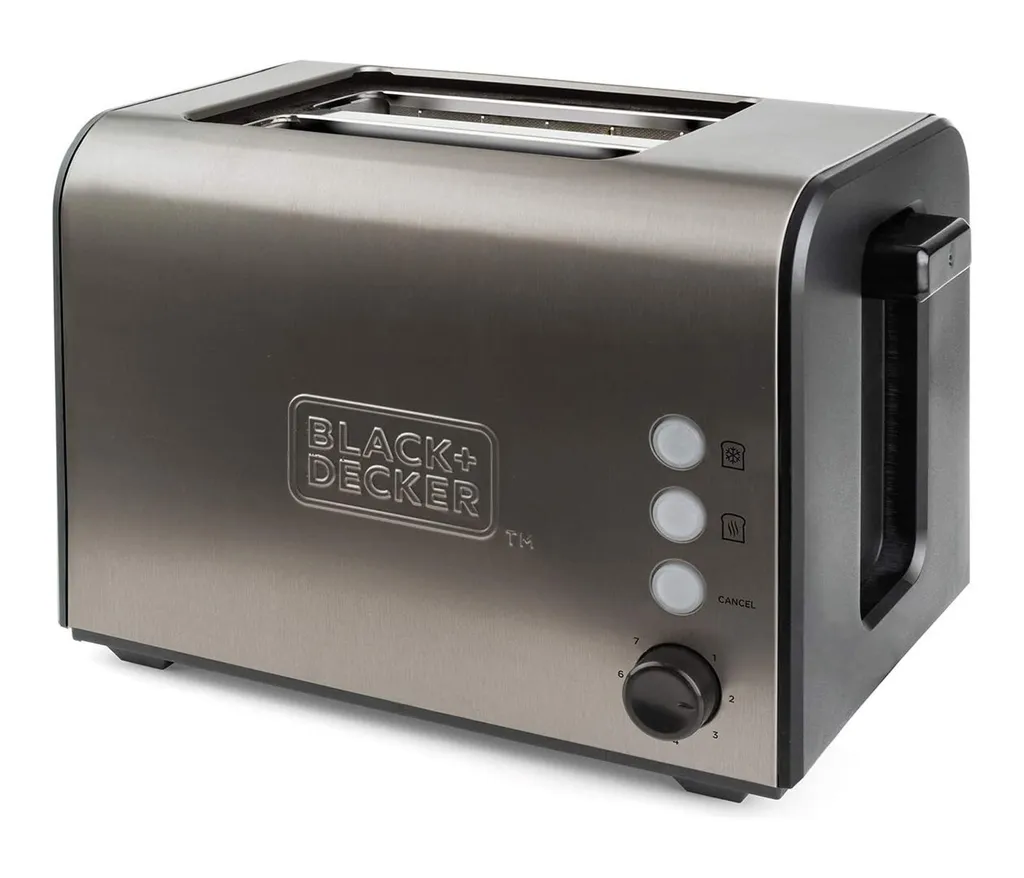 BLACK+DECKER Grille-pain 2 tranches en acier brossé design premium