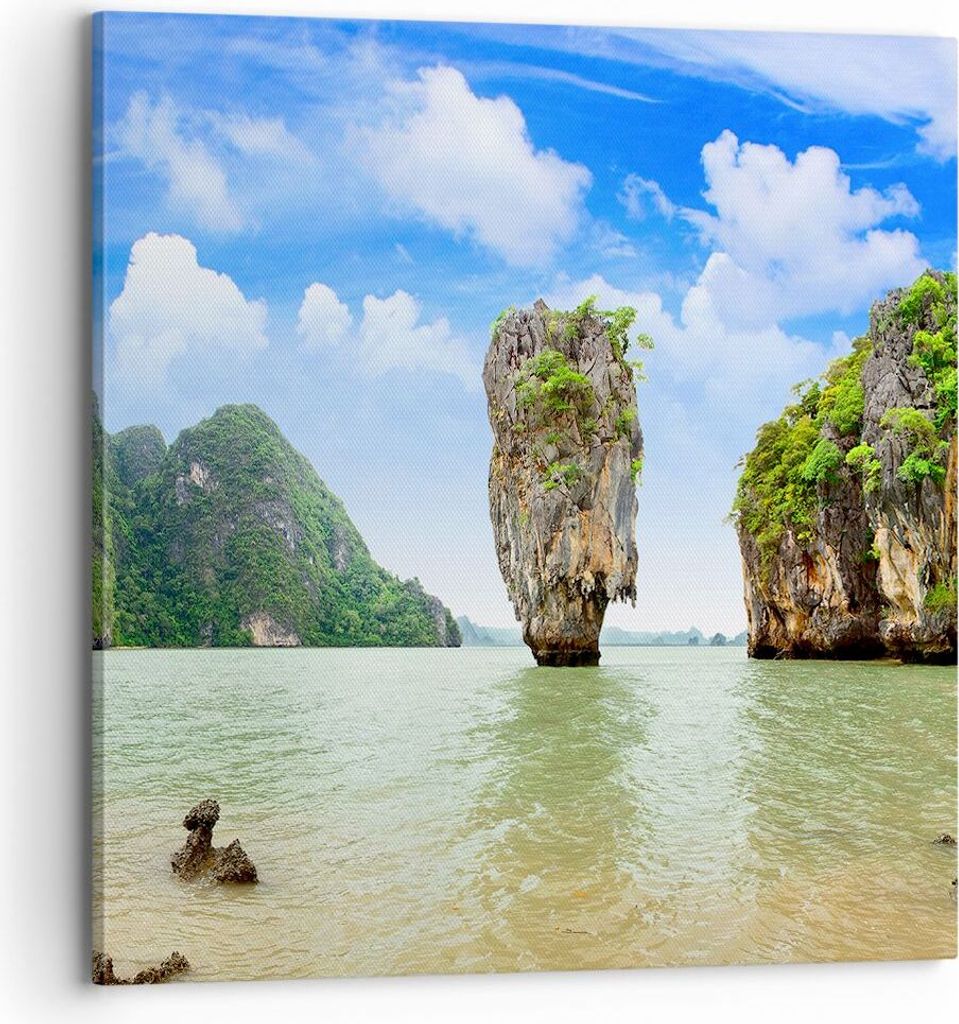 Bild auf Leinwand - Leinwandbild - Stein Strand Landschaft - 70x70cm - Wand Bild - Wanddeko - Leinwanddruck - Bilder - Kunstdruck - Wanddekoration ...