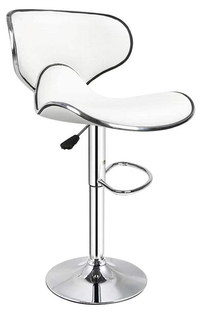 Barhocker 2er-Set - Moderner Barstuhl - Höhenverstellbar - 360° Drehbar - Dick Gepolsterte Sitzfläche - Metallgestell - Weiß