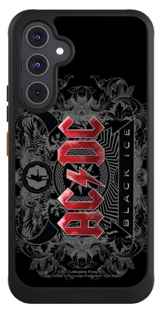 NIVOCASE Hülle für Samsung Galaxy A54 5G Handyhülle NIVOcore Case Schwarz ACDC Black Ice Fanartikel