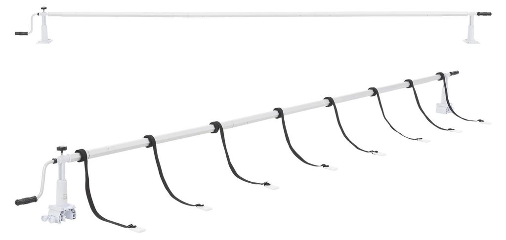 In And OutdoorMatch Aufrollsystem Servi – für Schwimmbadabdeckung – 147–555 cm – mit 8 Riemen – Weiß, Schwarz und Silber