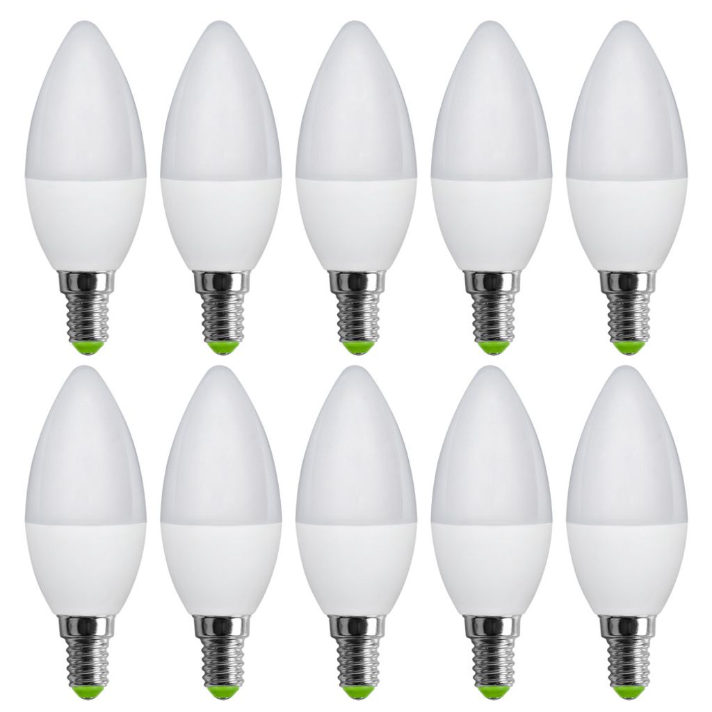 10 x LED Leuchtmittel Kerze 6W = 40W E14 matt 160° kaltweiß Produktbild 