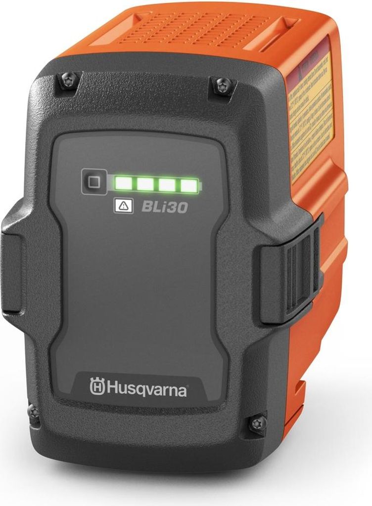 A product shot of a Husqvarna BLi30 battery pack.