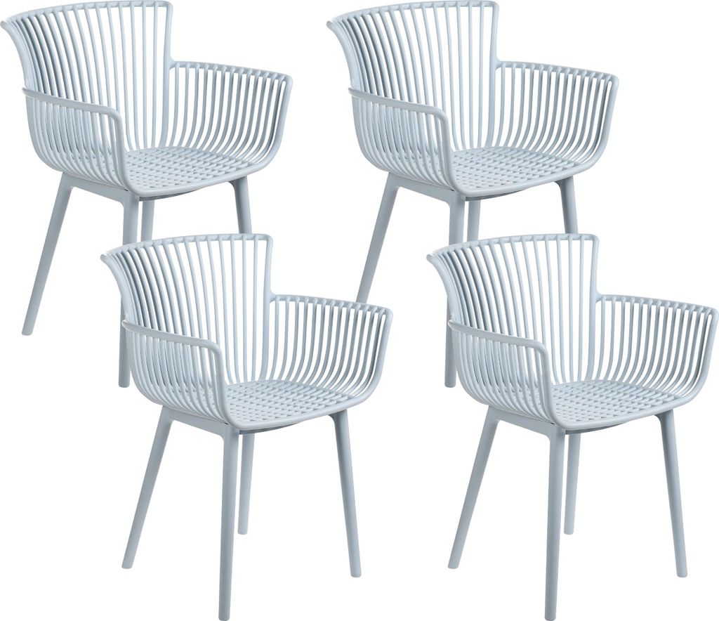 BELIANI Stühle 4er Set in Hellblau aus Kunststoff für Innen- und Außenbereich Geeignet Moderner Stil Plastik Gartenstühle für Garten Terrasse ...