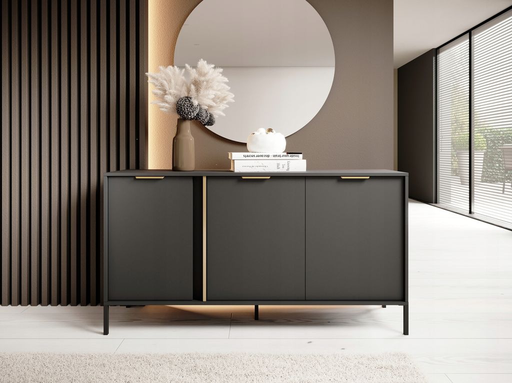 Sideboard 150 cm Daros - Kommode mit 2 Türen - Metallbeinen - Anthrazit