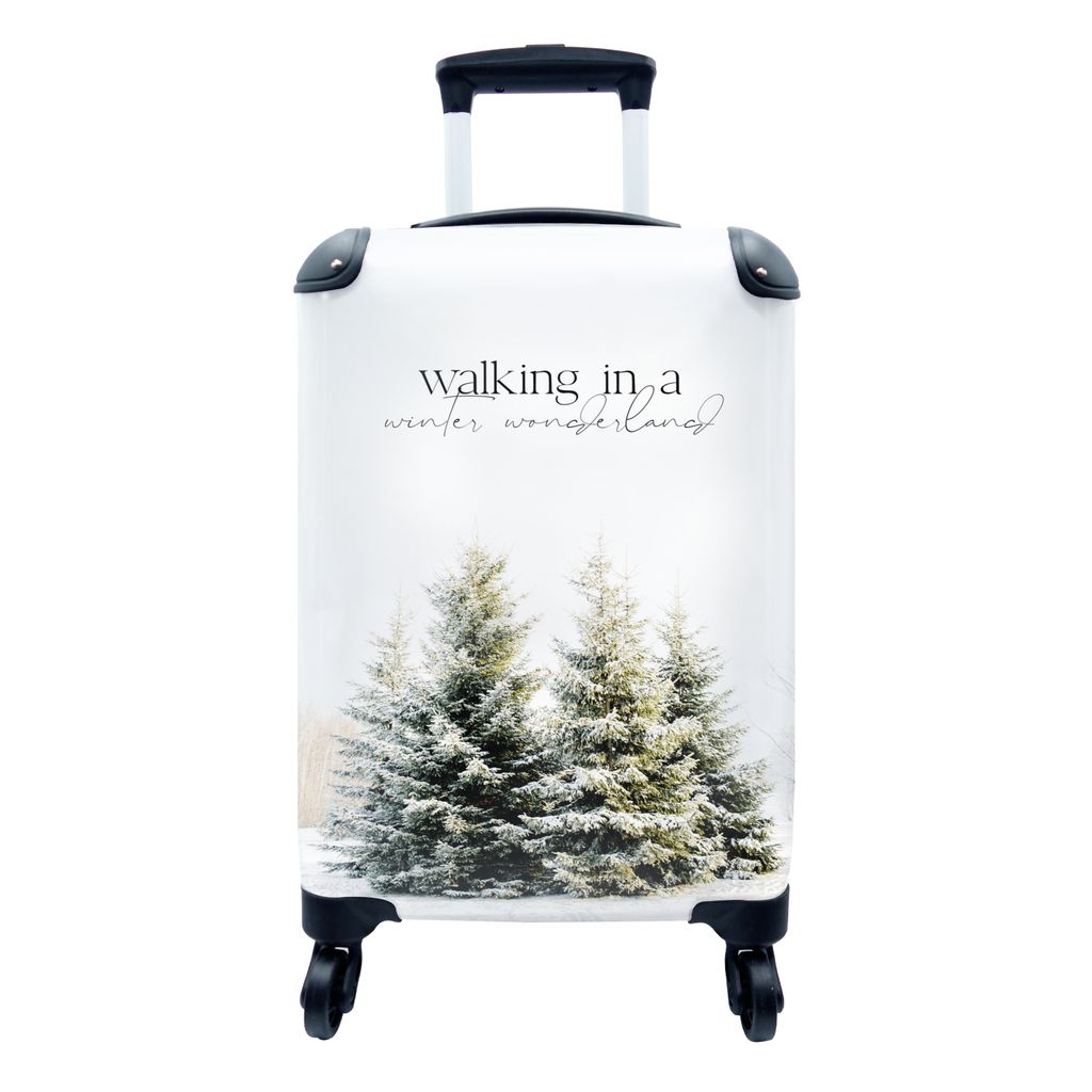 MuchoWow Koffer Handgepäck Trolley Rollkoffer Kleine Reisekoffer mit 4 Rollen - Weihnachtsbaum - Schnee - Winter - Cabin Size < 55x40x23 cm & 55...