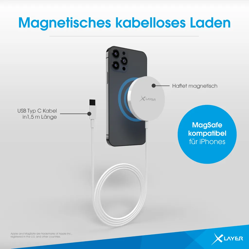Chargeur Induction Xlayer 219370 MagFix Pro Wireless Blanc Magnétique 15W