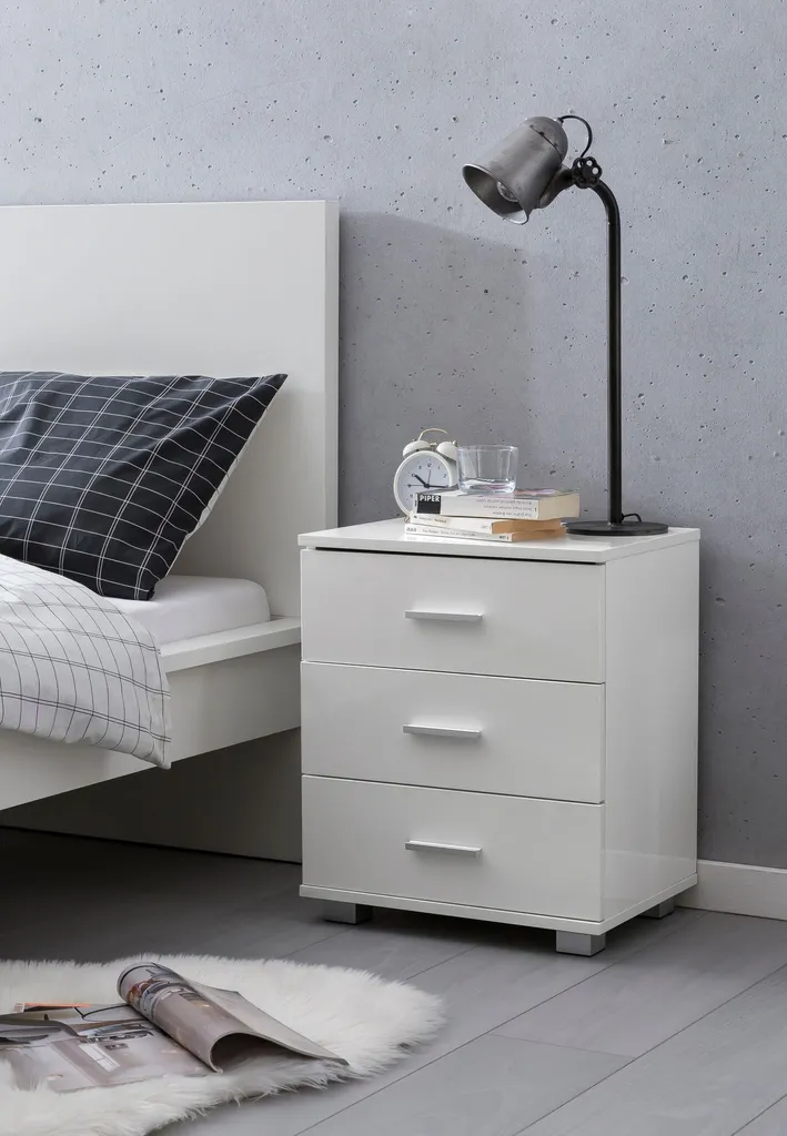 Table de Nuit Haute Brillance FineBuy - Meuble de Chevet Bois Moderne - 2