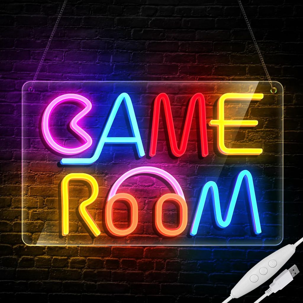 Schild Neon Spielzimmer Schild Led Neon Sign Game Room Leuchtreklame Gaming Room Deko Für Weihnachten Geburtstag Hochzeit Party Wand Dekorationen