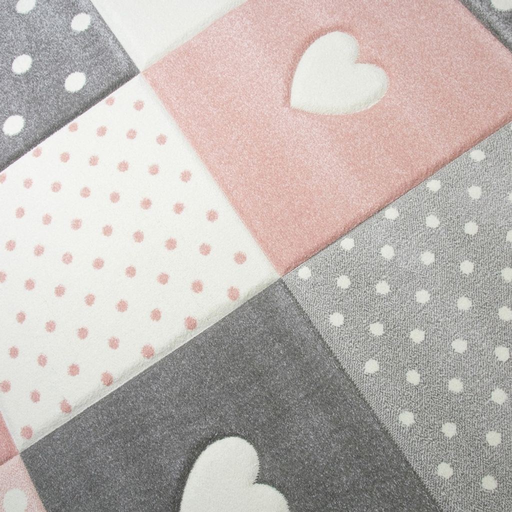 Kinderzimmer Teppich Spiel & Baby Teppich Herz Stern Punkte Produktbild 2