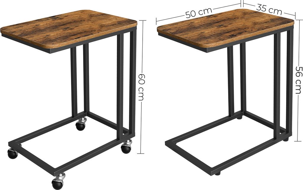 VASAGLE Servierwagen braun 50,0 x 35,0 x 56,0 / 60,0 cm Zdjęcie produktu 7