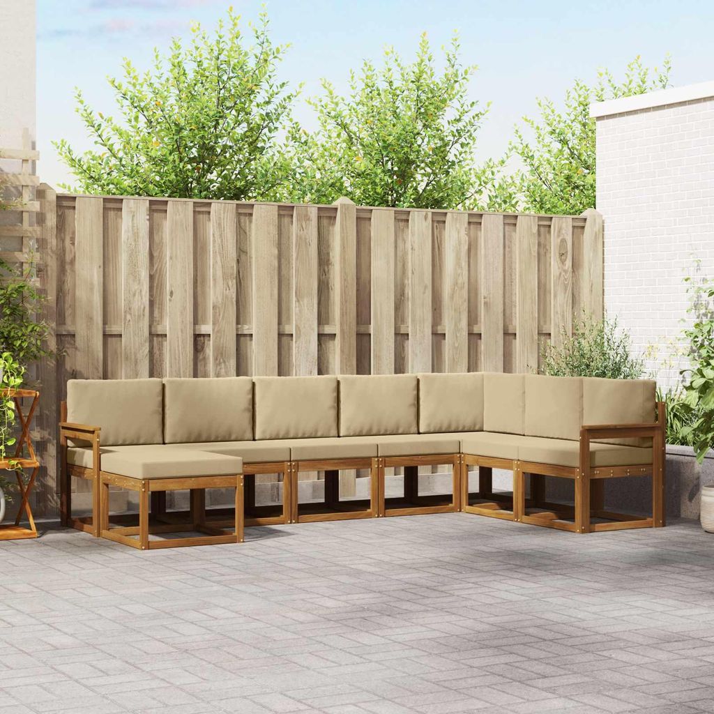 "Summerschlussverkauf"Outdoor-Sofagarnitur - CLORIS - Balkonmöbe/Sitzgruppe - mit Kissen 8 pcs - Moderne Design - Natur und Beige - Gartensofas DE...