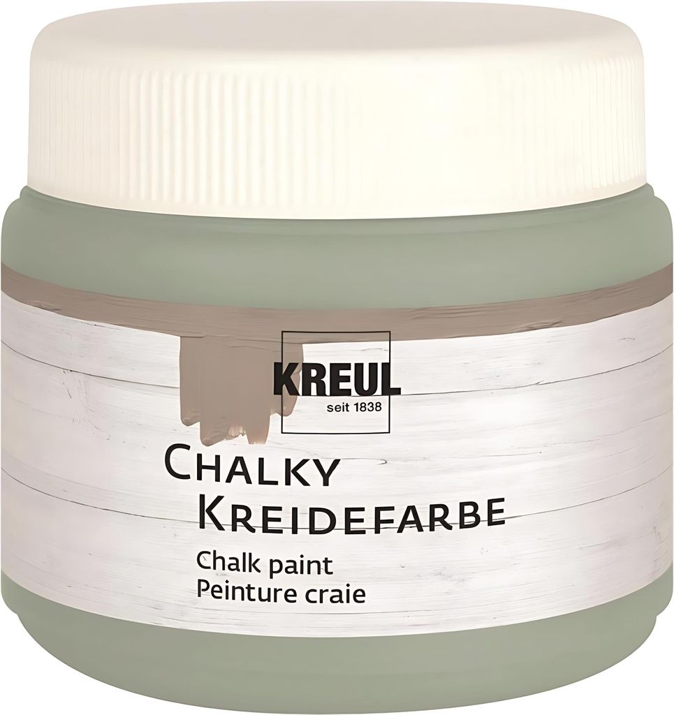 A jar of chalk paint on a white background.