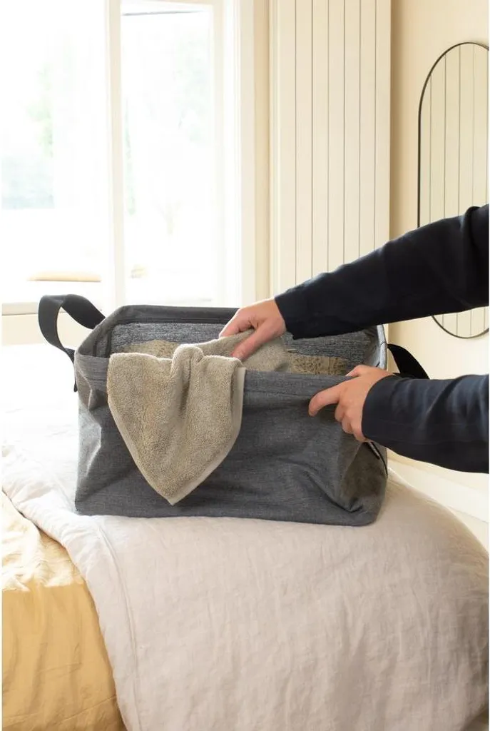 Panier à linge 35L pliable et compact - Bac à linge robuste en noir - 11