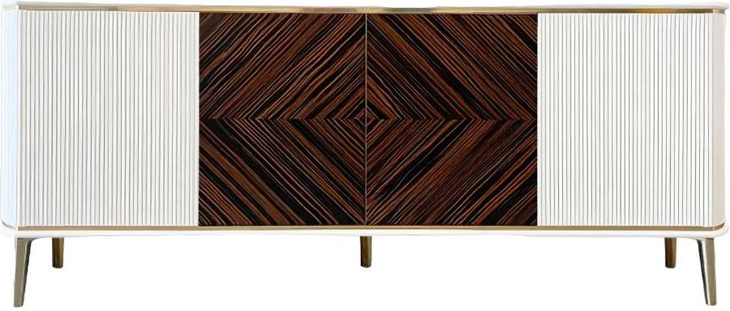 Lowboard Wohnzimmer TV Ständer Rechteckig Holz Weiß Wohnwand Modern Luxus Neu