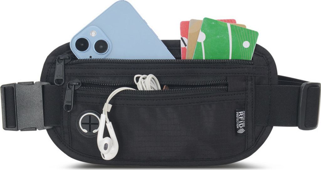 INF Gürteltasche mit RFID-Blockierung – Diebstahl verhindern Schwarz