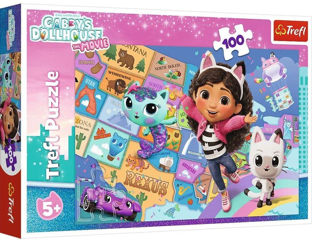 TREFL PUZZLE 100 Freundschaft in einem Katzenhaus /Gabbys 16515