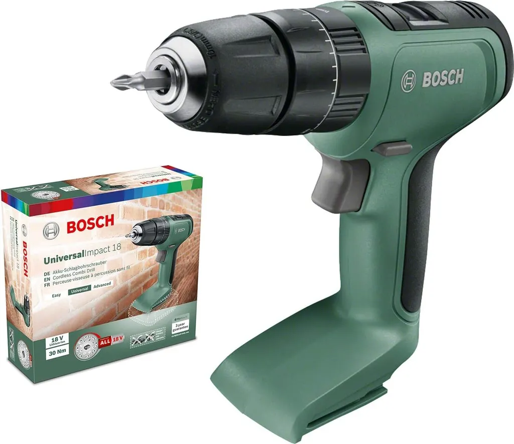 Perceuse à percussion Bosch 18V idéale pour percer le béton et le bois