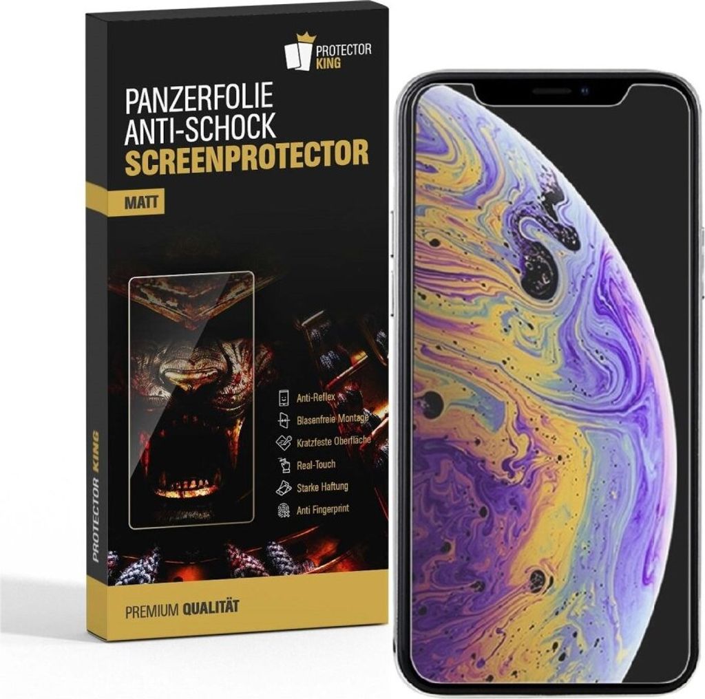 4x Panzerfolie für iPhone XS ANTI-SCHOCK Displayschutzfolie Schutzfolie HD MATT