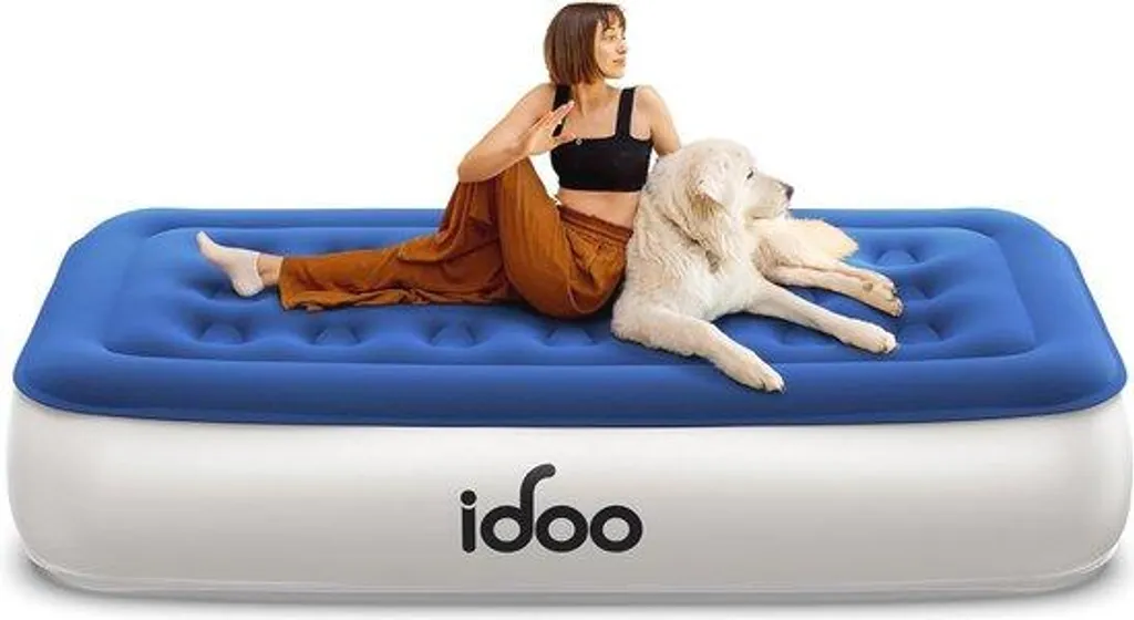 Matelas gonflable résistant 33 cm, surface floquée et confort ferme