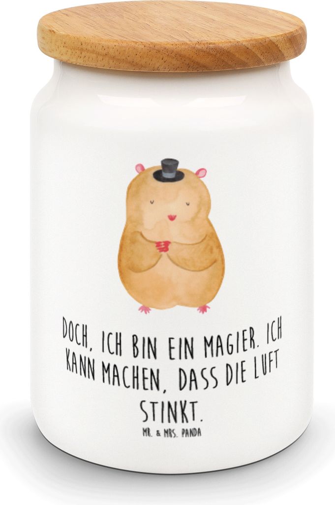 Mr. & Mrs. Panda Teedose Hamster Hut - Weiß - Geschenk, Gute Laune, Zwerghamster, Vorratsbehälter, Vorratsdose, Zauberer, Kaffeedose, behälter, ...