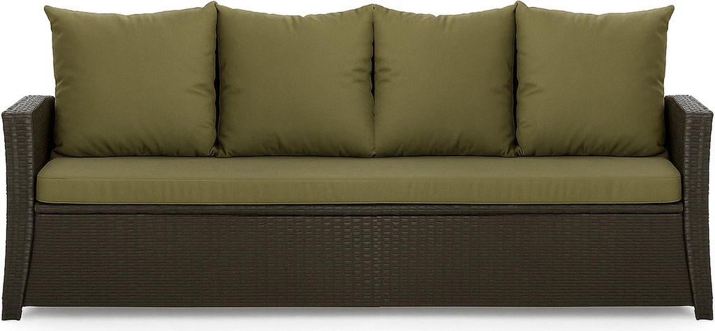 Gartensofa kissen für Polyrattan gartenmöbel Grün | Sitzkissen 168x60x7, Rückenkissen 3*56x50 | Outdoor kissen | Kissen für rattansofa 3 sitzer