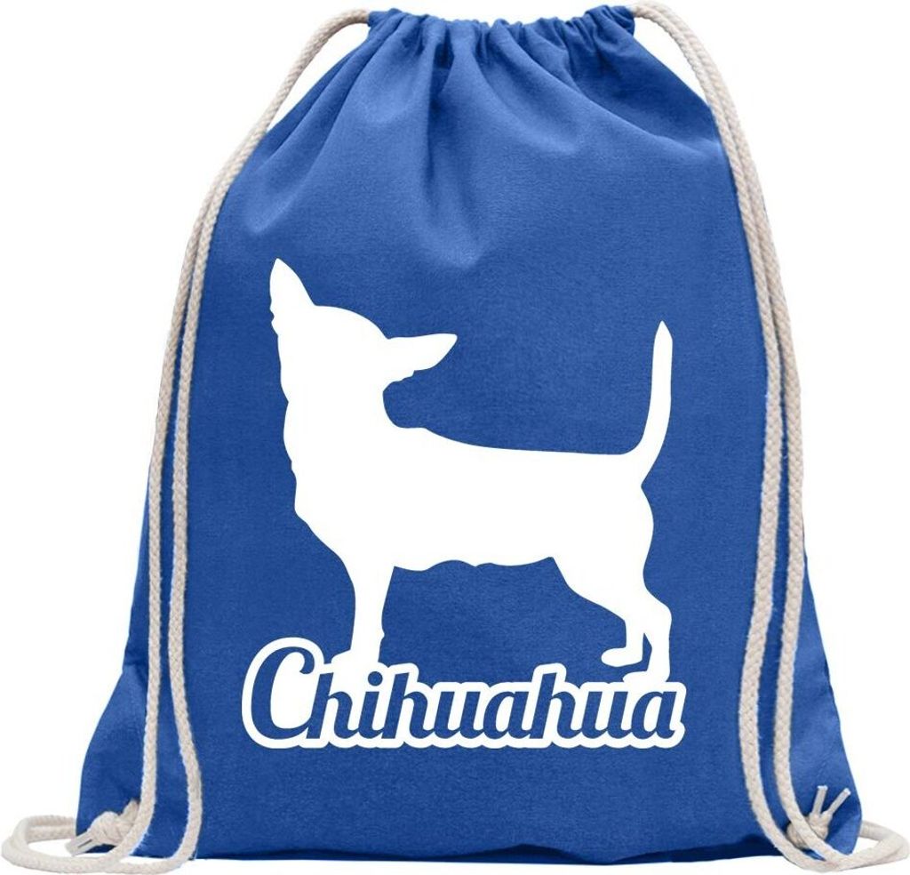 Kiwistar - Turnbeutel - royal - Chihuahua Techichi - Fun Rucksack Sport Beutel Gymsack Baumwolle mit Ziehgurt