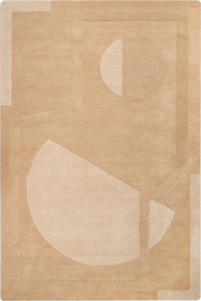 BELIANI Teppich Beige aus Wolle 200 x 300 cm Rechteckig Geometrisches Muster Abstrakter Stil Handgetuftet Handgefertigt Modernes Design Wohnzimmer