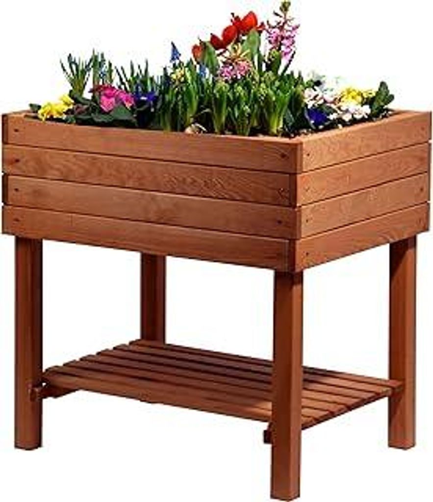 dobar58270e breites Hochbeet Kubus Massiv-Holz mit Ablageboden | Salatbeet Bausatz für Gemüse | Erhöhtes Gemüsebeet Garten & Balkon | Anzuchtbe...