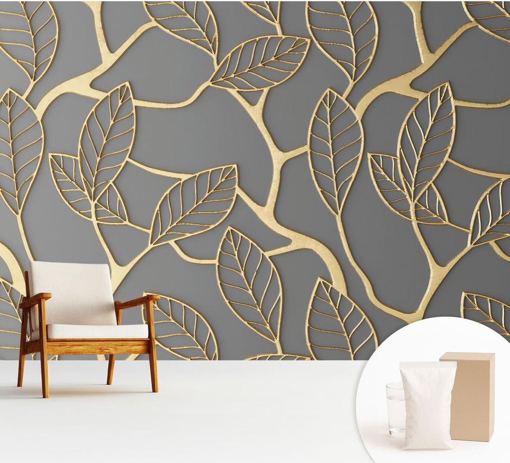 Fototapete - 312x219 cm - Tapete - Wandtapete - Wandbilder - Dekofolie - Tapete Folie - Wand - Dekoration - Wohnzimmer - Elegante Blätter