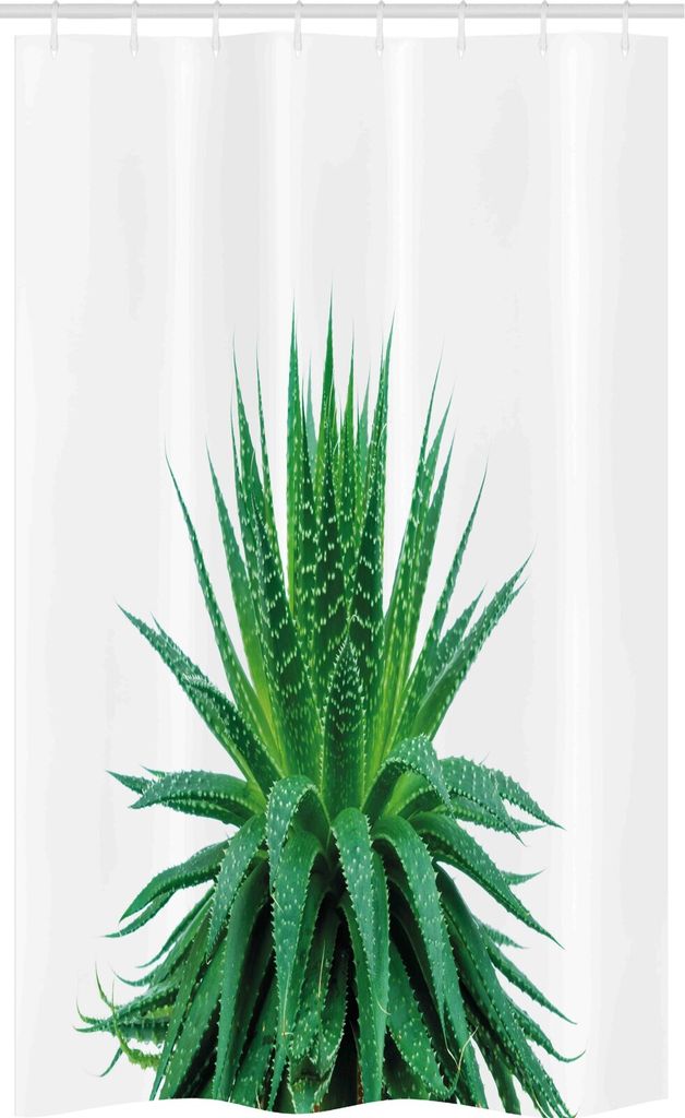 ABAKUHAUS Pflanze Schmaler Duschvorhang, Vibrierende Aloe Vera, Badezimmer Deko Set aus Stoff mit Haken, 120 x 180 cm, Farngrün