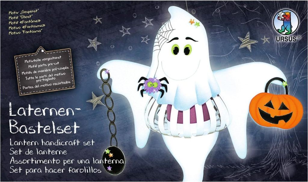 Ursus 18720011F - Laternen Bastelset Gespenst, Set zum Basteln einer Laterne, für Kinder, inklusive Bastelanleitung, ideal für den nächsten Late...