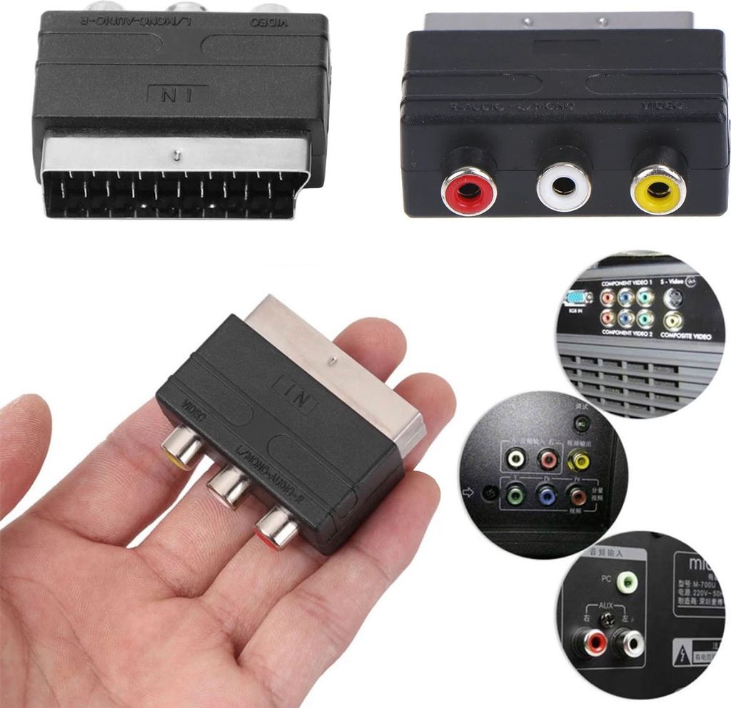 ORSEM Scart Audio / Video Adapter IN mit 3x RCA Cinch Produktbild 4