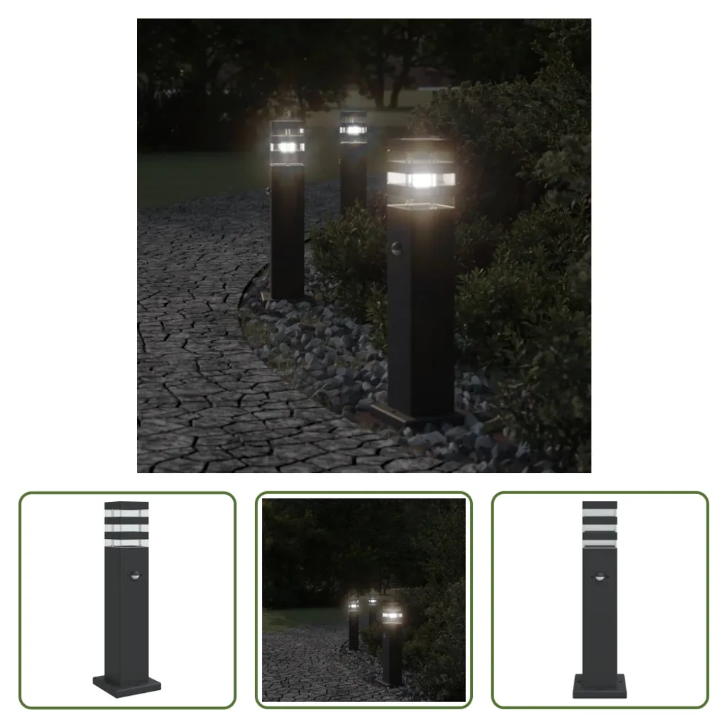 Lampe d'allée The Living Store 50 cm noire avec détecteur de mouvement