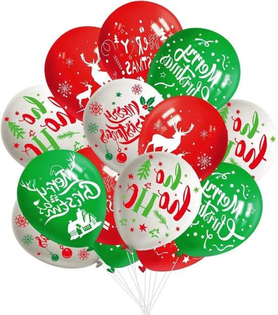 Décoration Salle de Noël : 50 Ballons Festifs Rouges Verts Blancs