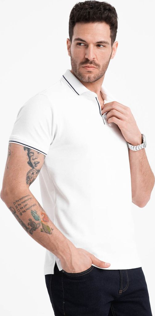 Ombre Clothing Herren-T-Shirt mit Kragen Titannula weiß XL