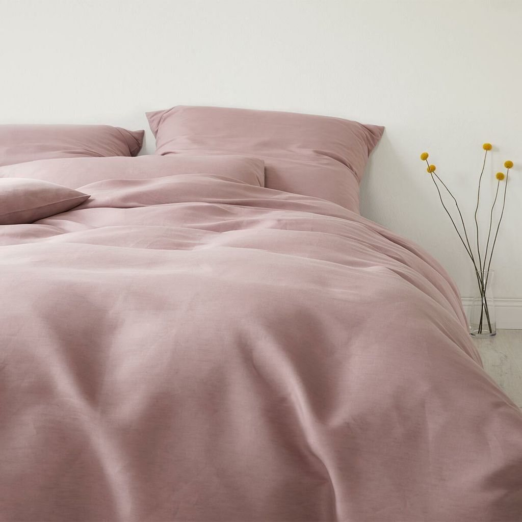 elegante Halbleinen-Bettwäsche-Garnitur Breeze Farbe Blush Größe 200x220+2x40x80cm