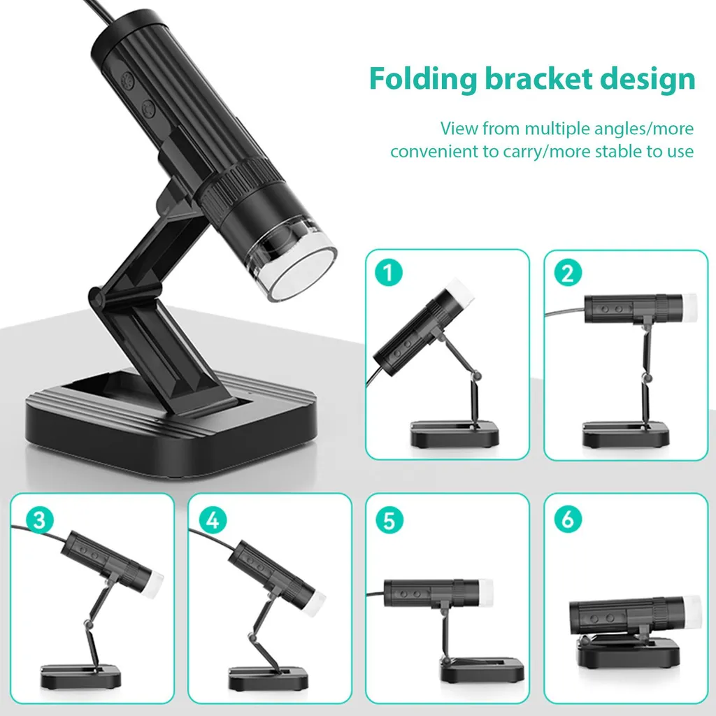 Microscope numérique USB 1000X 1080P avec support réglable et LED