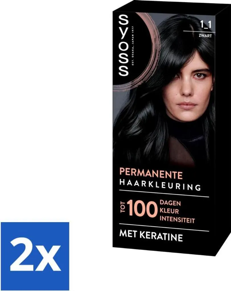 Syoss Colorazione Permanente 1-1 Nero - Sistema Anti-Danno 2 Pezzi