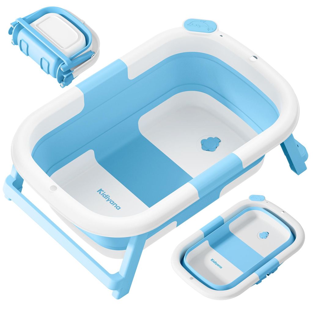 Faltbare Babybadewanne mit Temperaturanzeige & rutschfestem Boden, platzsparend, ideal für Neugeborene & Kleinkinder