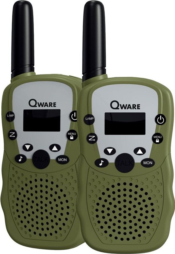 Qware Walkie-Talkie Set – 3 km Reichweite, 10 Kanäle & Taschenlampe Grün