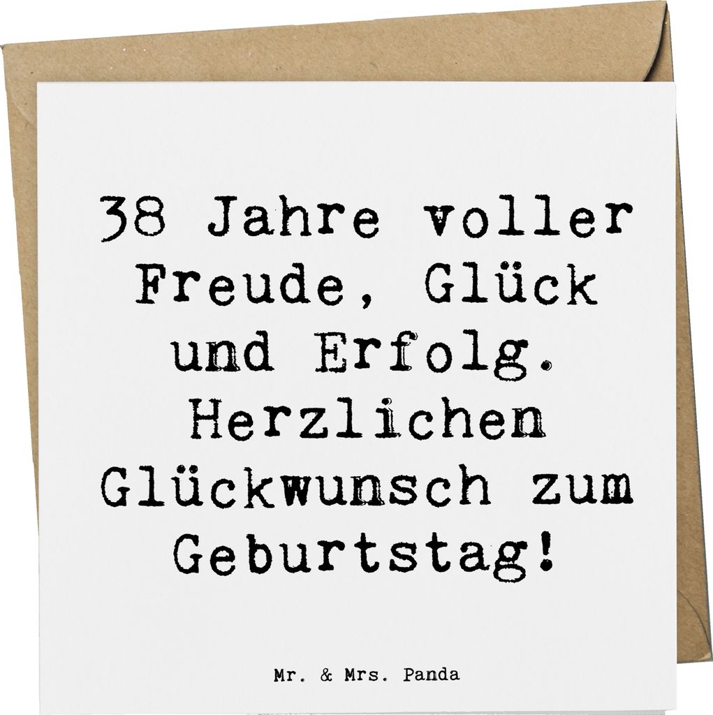 Mr. & Mrs. Panda faltkarte Spruch 38. Geburtstag Freude - Weiß - Geschenk, Happy Birthday, anlasskarte, Grußkarte, doppelkarte, Leben, Alter, Erf...