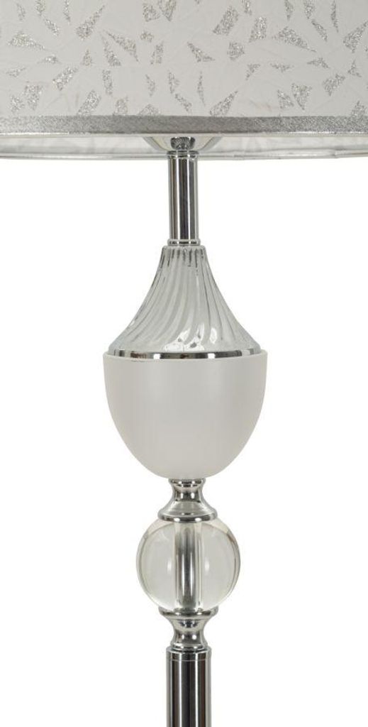 Lampa stojąca metalowa i tekstylna, w kolorach srebrnym i Zdjęcie produktu 