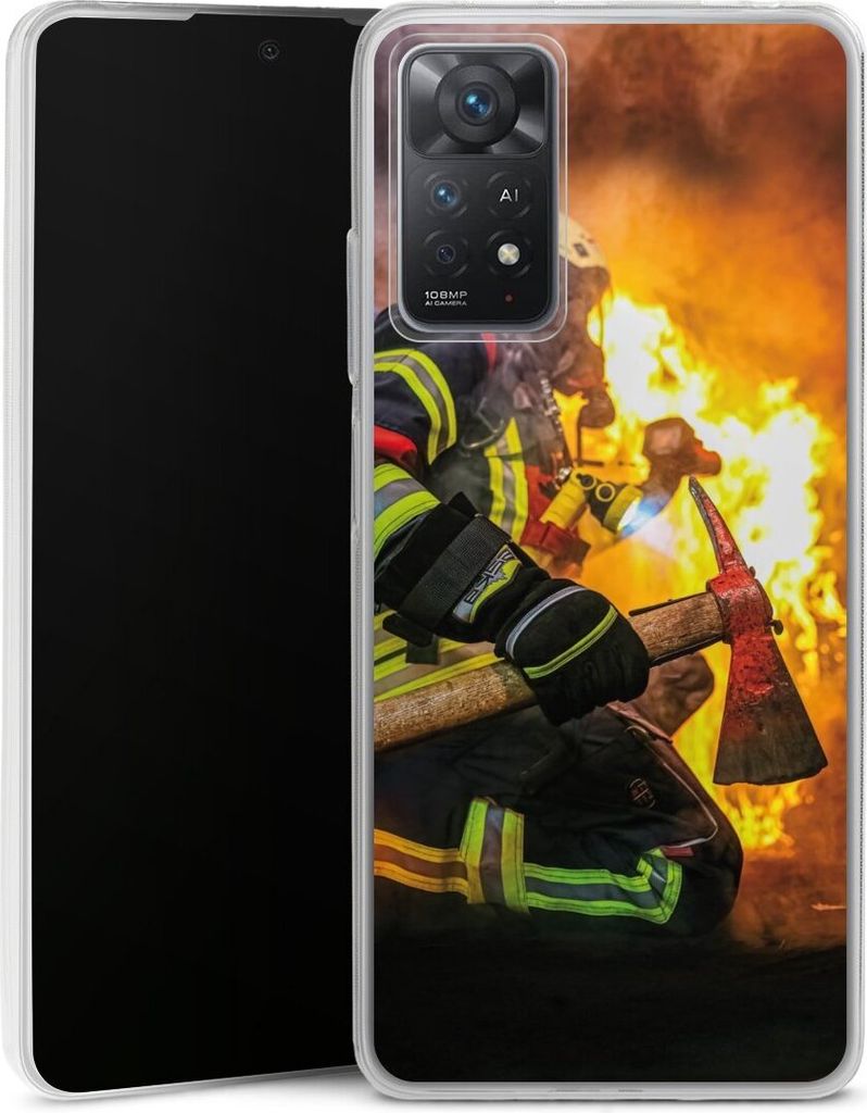 DeinDesign Slim Hülle für Xiaomi Redmi Note 11 Pro 5G Silikon Case Ultra Dünn Handyhülle Feuer Feuerwehr Lebensretter